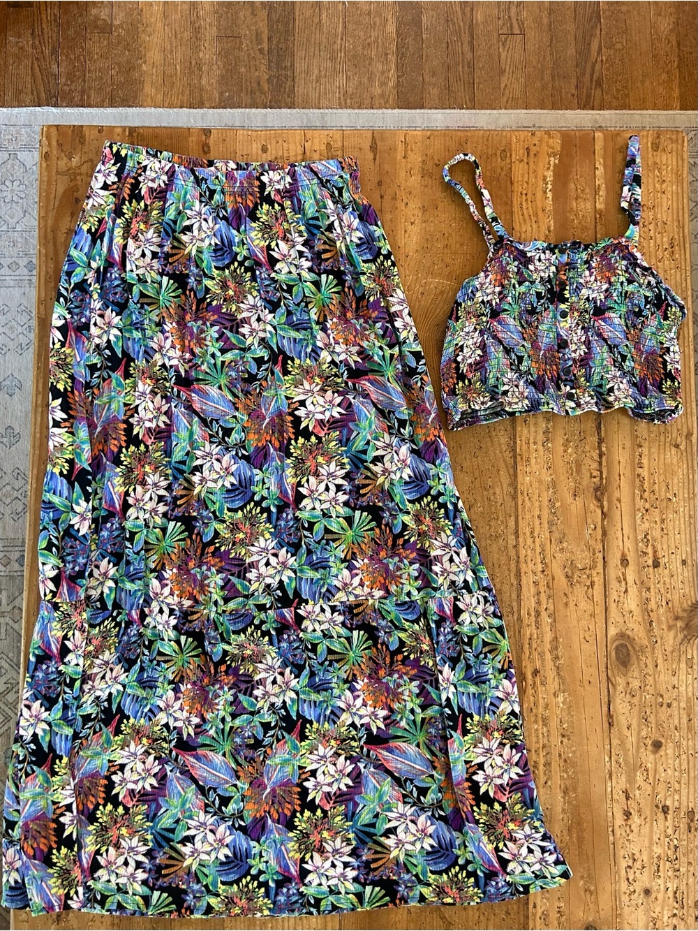 Hippie Rose Floral Maxi Skirt & Crop Top Set